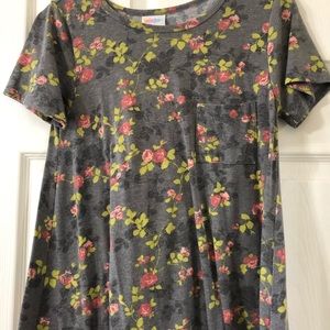 XS Heathered Gray Rose Print Carley